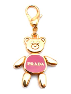 Prada Pink Enamel & Gold-Tone Metal Bear Charm