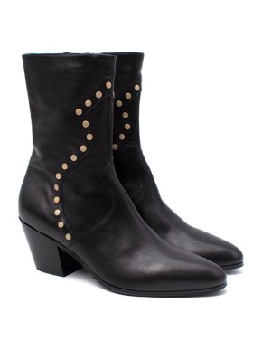 Celine Black Cubaine Calfskin Block Heeled Ankle Boot
