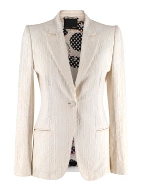Fendi Vintage Ivory FF Jacquard Single Breast Blazer