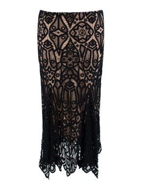 Alexander McQueen Black Tape Lace Fluted Hem Skirt