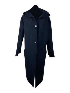Barbara I Gongini long black hooded jacket