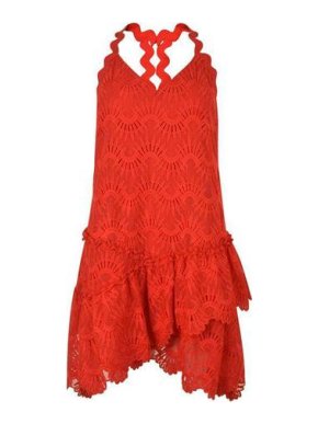 Three Floor Red Summer Swirl Mini Dress