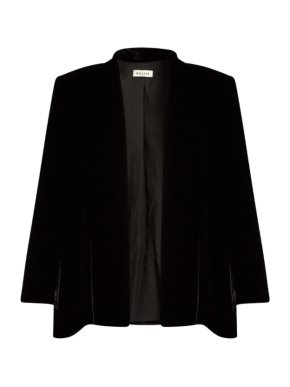 Masscob Black Velvet Ruffle Hem Jacket