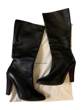 Balenciaga Black Leather Knee Boots