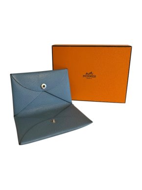 Hermes Blue Epsom Leather Calvi Wallet