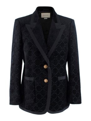 Gucci Black Velvet GG Monogram Blazer