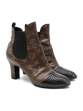 Louis Vuitton Brown Monogram Canvas Heeled Ankle Boots