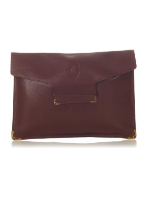 Cartier Burgundy Leather Must de Cartier Clutch Bag