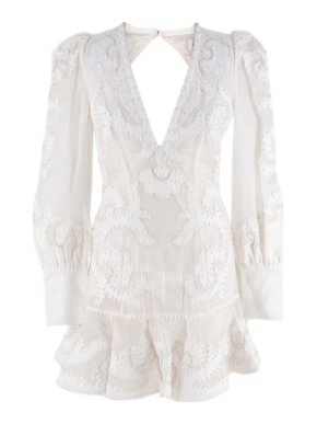 Zimmermann Zimmerman Open-Back Embroidered Linen Mini Dress