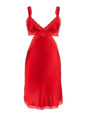 Stella McCartney Red Clara Whispering Satin & Lace Slip