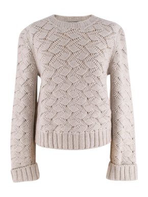 Loro Piana Stone Cashmere Basketweave Knitted Jumper