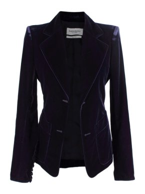 Yves Saint Laurent Vintage Navy Blue Velvet Open Blazer