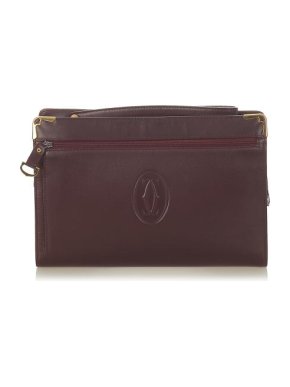 Cartier Burgundy Leather Must De Cartier Clutch Bag