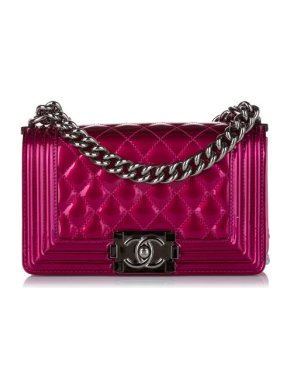 Chanel Purple Patent Leather Mini Boy Flap Bag