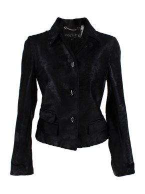 Gucci Vintage Black Calf Hair Cropped Jacket