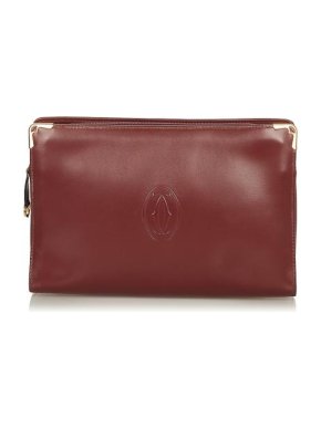 Cartier Burgundy Leather Must De Cartier Clutch Bag