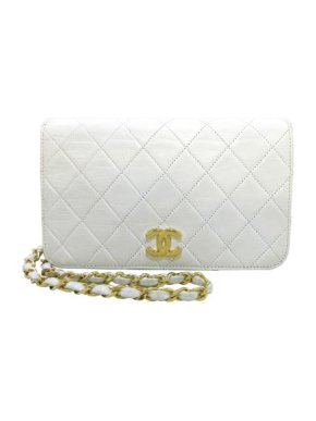 Chanel Vintage White Leather Small Flap Bag