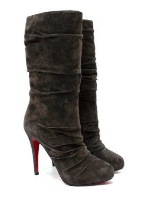 Christian Louboutin Grey Suede Piros Heeled Boots