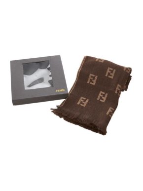 Fendi FF Monogram Jacquard Wool Scarf