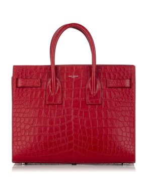 Saint Laurent Red Crocodile Embossed Leather Sac du Jour Tote Bag