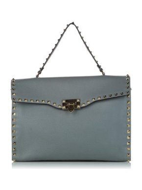 Valentino Light Blue Rockstud Leather Satchel Bag