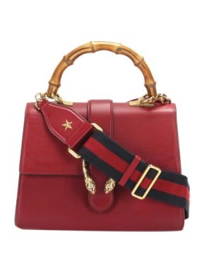Gucci Red Bamboo Handle Dionysus Leather Bag