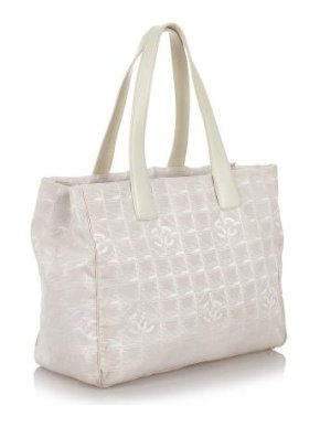 Chanel Vintage Ivory New Travel Line Nylon Tote