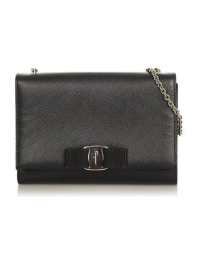 Salvatore Ferragamo Black Vara Ginny Leather Crossbody Bag