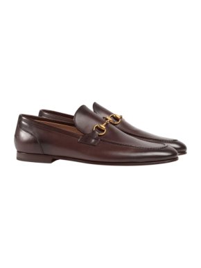 Gucci Dark Brown Jordaan Leather Loafers