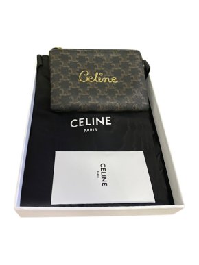 Celine Black Triomphe Canvas Embroidered Coin Purse