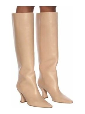 Bottega Veneta almond beige calfskin 65 knee boots