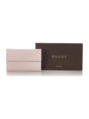 Gucci Pale Pink Leather Long Flap Wallet