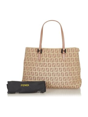 Fendi Logo Zucchino Canvas Shoulder Tote bag