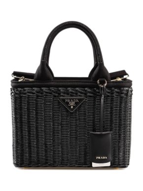 Prada Midollino Black Wicker Tote Bag