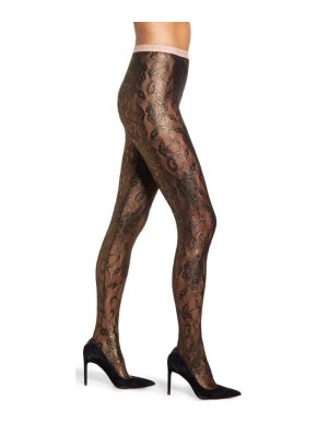 Gucci Black  & Gold Jacquard Tights