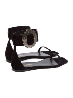 Saint Laurent Black Joplin suede sandals