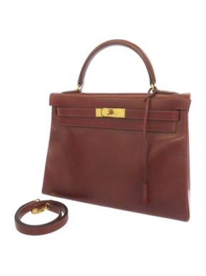 Hermes Box Calfskin Burgundy Kelly 32 GHW