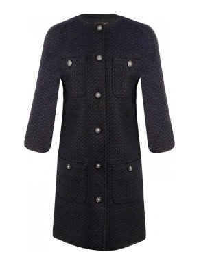 Chanel Paris/Edinburgh Black & Navy Tweed Coat