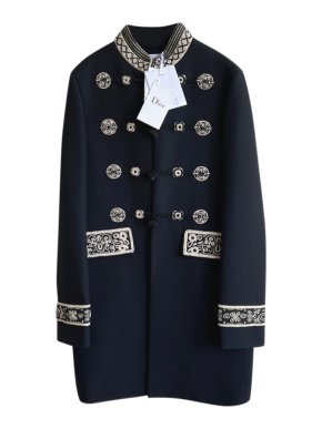 Dior Black Wool Embroidered Couture Coat