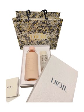 Dior Pink Silicone & Glass Water Flask & Lotion