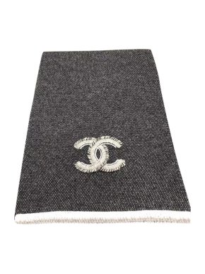 Chanel Grey Cashmere Cc Scarf