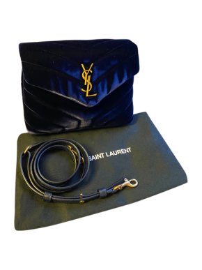 Saint Laurent Blue Velvet Toy Shoulder Bag