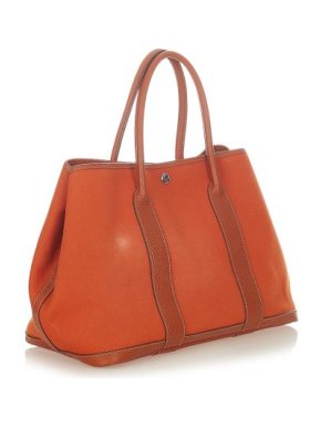 Hermes Orange Canvas and Leather Garden Party GM
