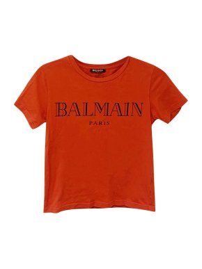 Balmain Kids 14A Red Logo T-Shirt