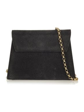 Salvatore Ferragamo Black Suede Chain Strap Bag