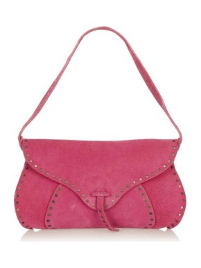 Celine Vintage Pink Suede Studded Baguette Bag