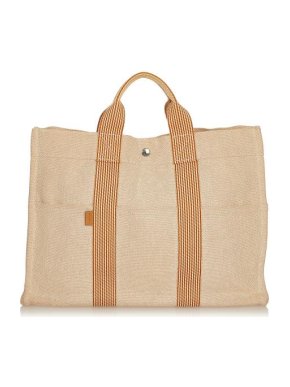 Hermes Vintage Brown Canvas Fourre Tout MM Tote Bag