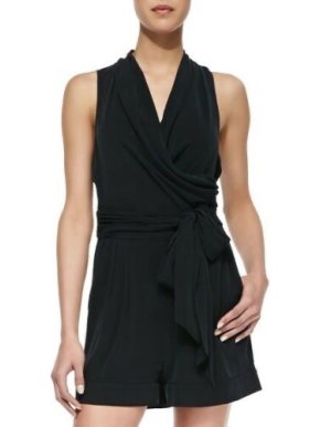 Catherine Malandrino Black Silk Crepe Playsuit