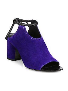 3.1 Phillip Lim Drum Suede Ankle-Knot Block-Heel Mules