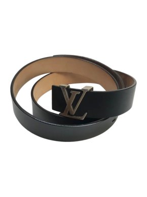 Louis Vuitton Black Leather Logo Buckle Belt 100